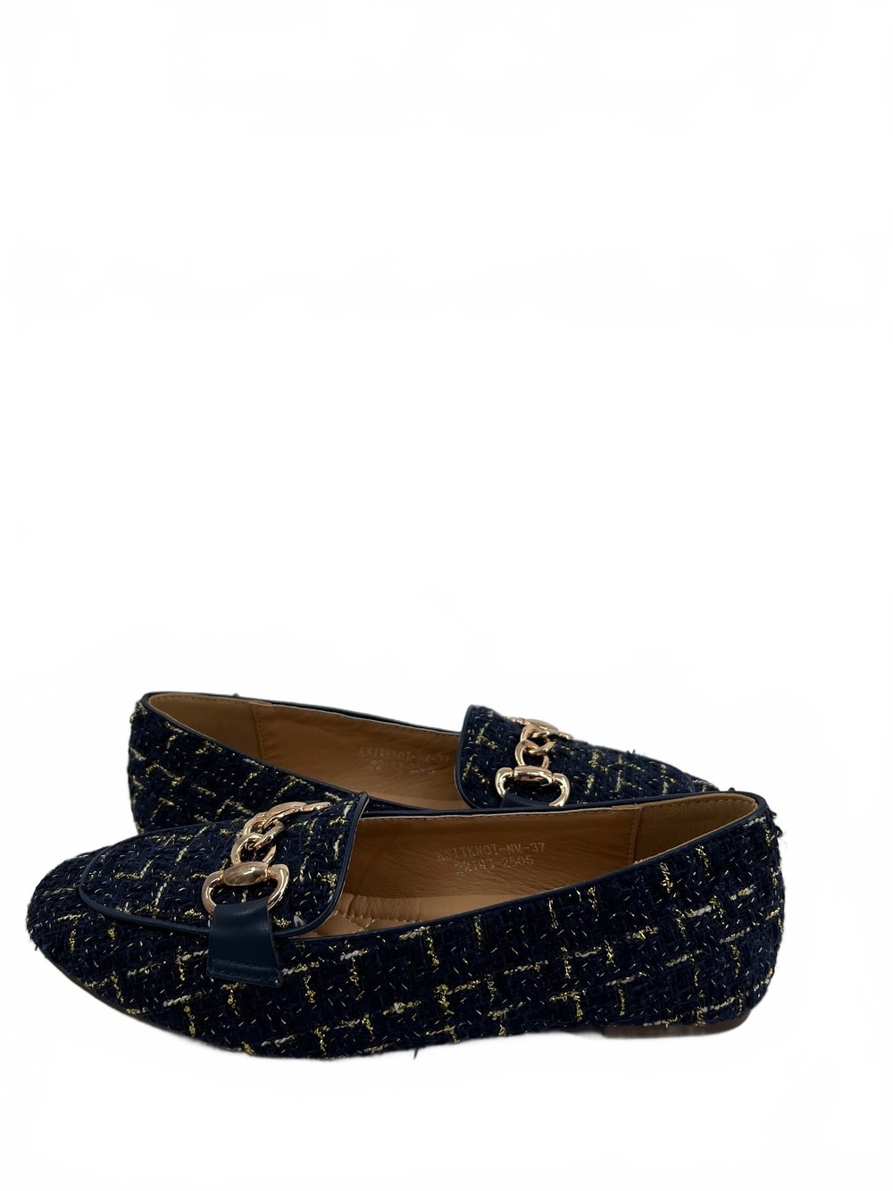 Patrizia Navy/Gold Flat Loafers | Women’s EU37